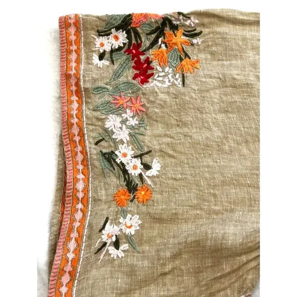 Spartina100% Linen Front tie Vacation, Summer Blouse Embroidered Sleeves XXL - Picture 4 of 6